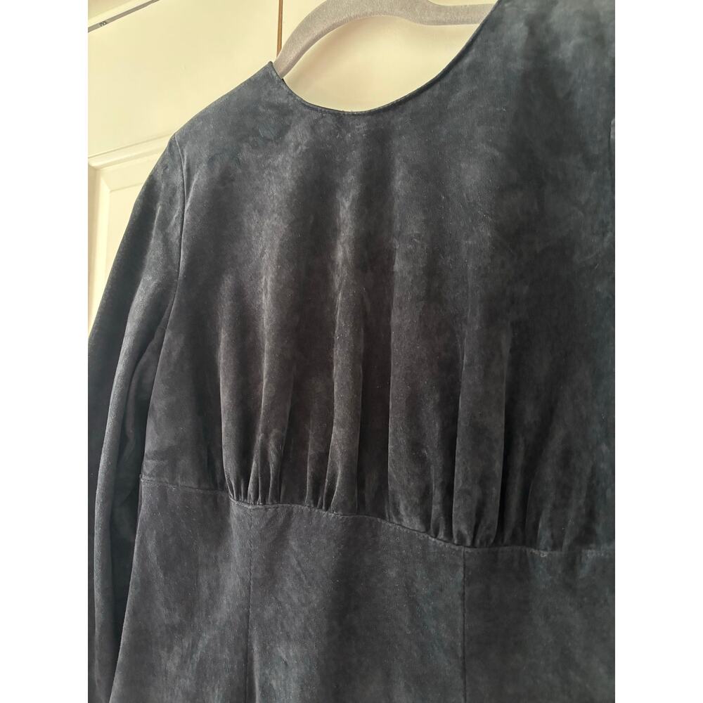 Danier Black Genuine Suede Leather Midi Dress Women’s Small Long Sleeve Zip - Picture 5 of 11